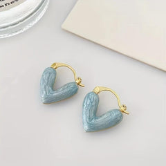 Heart Earrings Glazed for Women - High-End Simplicity for Commuting