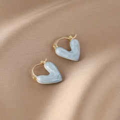 Heart Earrings Glazed for Women - High-End Simplicity for Commuting