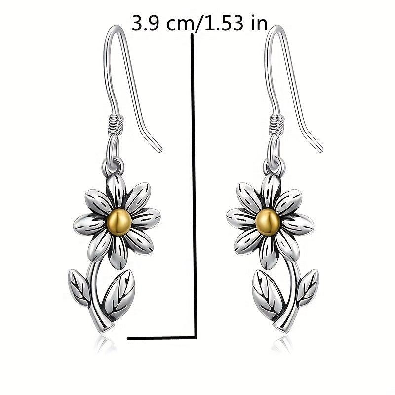 925 Silver Plated Daisy Drop Earrings for Special Occasions