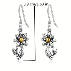 925 Silver Plated Daisy Drop Earrings for Special Occasions