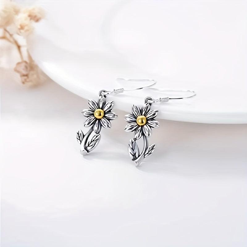 925 Silver Plated Daisy Drop Earrings for Special Occasions