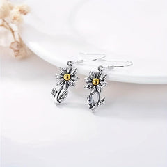 925 Silver Plated Daisy Drop Earrings for Special Occasions