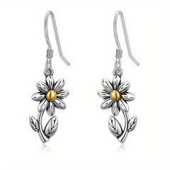 925 Silver Plated Daisy Drop Earrings for Special Occasions