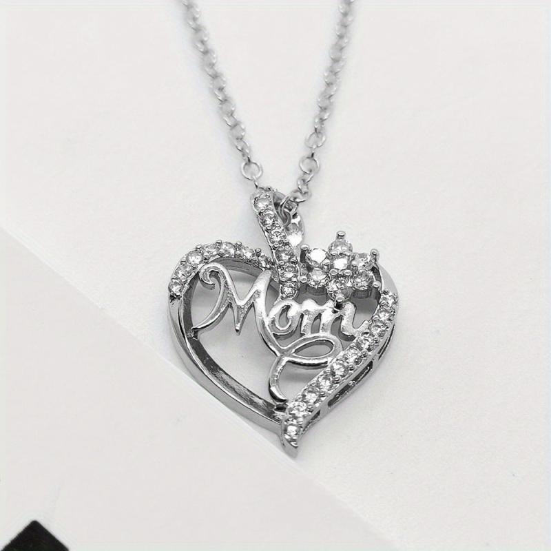 Heart Flower MOM Letter Necklace Pendant Charm Necklace