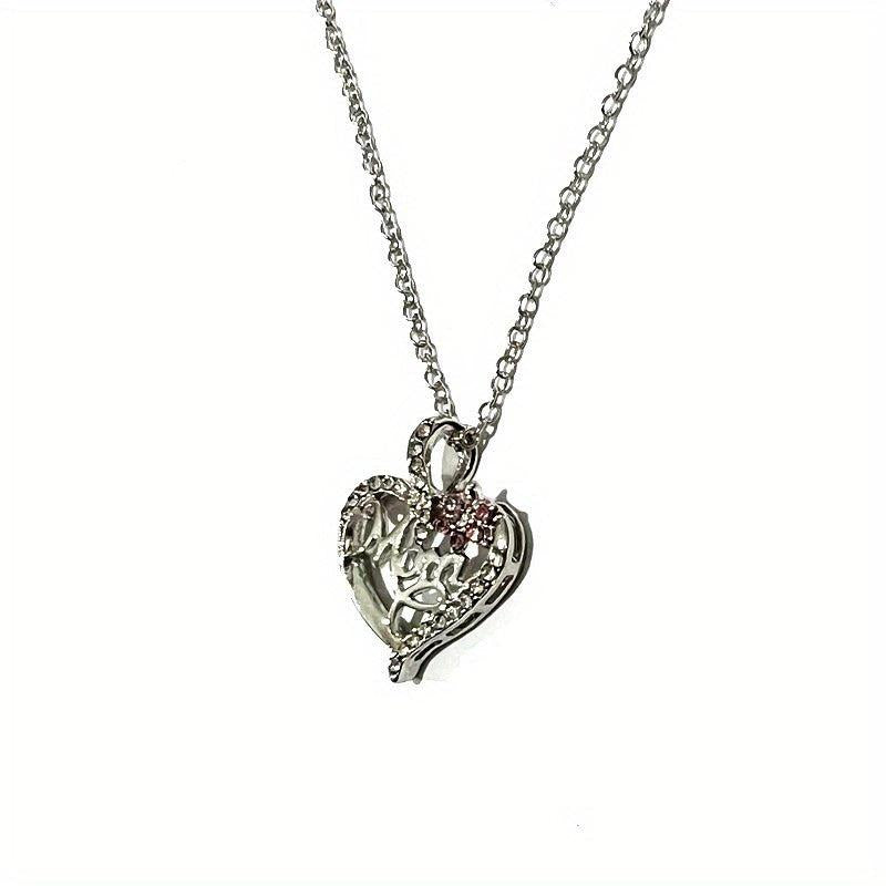 Heart Flower MOM Letter Necklace Pendant Charm Necklace