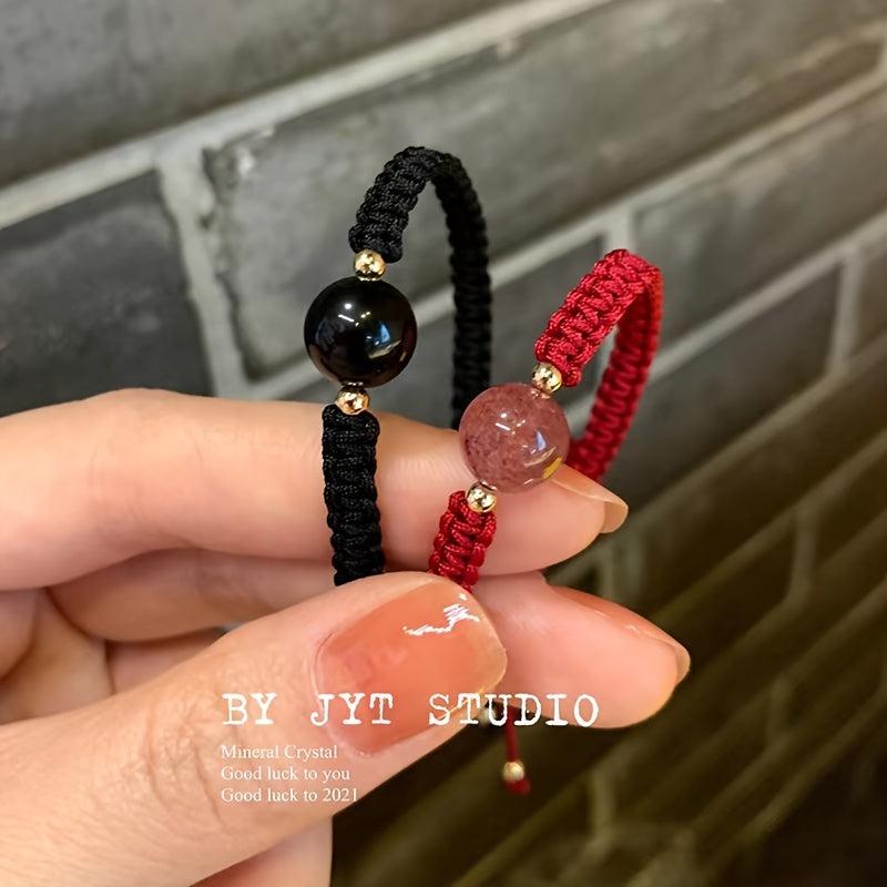 Lucky Red Beaded Bracelet Woven String Perfect Jewelry Gift