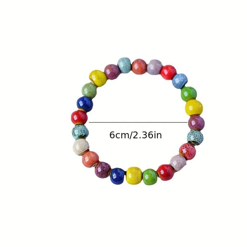 Chinese Artistic Ceramic Flower Glaze Gradient Bead Bracelet
