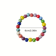 Chinese Artistic Ceramic Flower Glaze Gradient Bead Bracelet