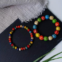 Chinese Artistic Ceramic Flower Glaze Gradient Bead Bracelet