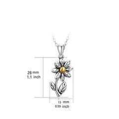 Vintage Silver Sunflower Daisy Pendant Necklace for Women
