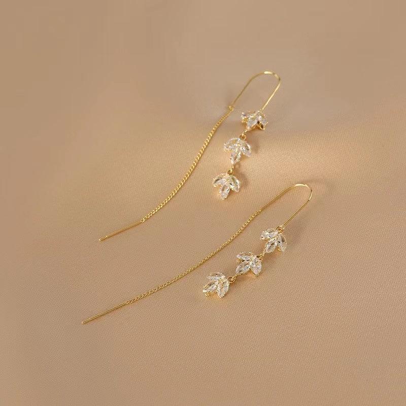 Green Maple Leaf Tassel Earrings for Any Woman