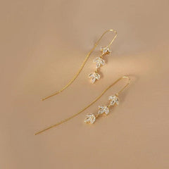 Green Maple Leaf Tassel Earrings for Any Woman