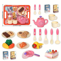 Toddler Tea Party Set with Dessert Cake Fruits