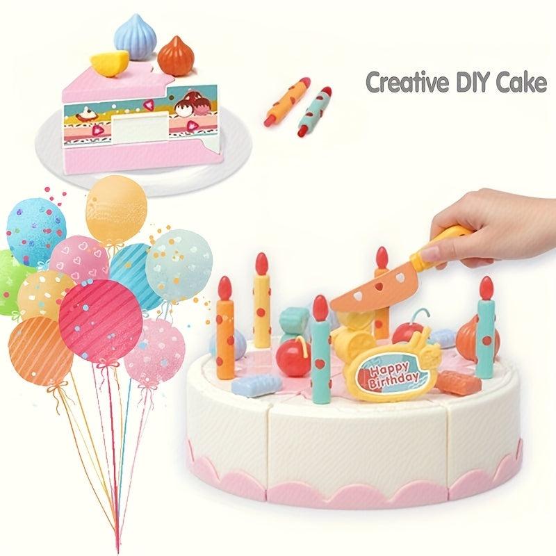Happy Birthday Cake Set Kids Toy DIY Cutting Pretend Play Cake