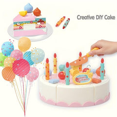 Happy Birthday Cake Set Kids Toy DIY Cutting Pretend Play Cake
