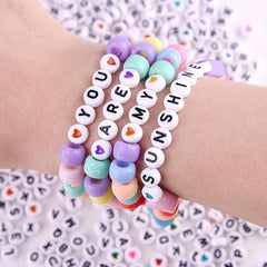 100pcs Pink Love Noctilucent Acrylic Beads DIY Alphabet Spacer Beads