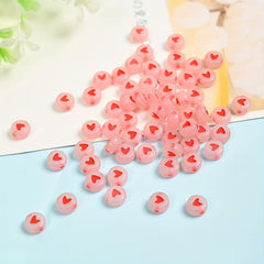 100pcs Pink Love Noctilucent Acrylic Beads DIY Alphabet Spacer Beads