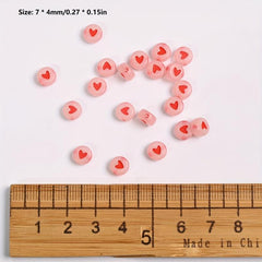 100pcs Pink Love Noctilucent Acrylic Beads DIY Alphabet Spacer Beads