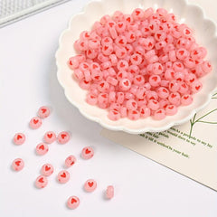 100pcs Pink Love Noctilucent Acrylic Beads DIY Alphabet Spacer Beads