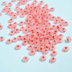 100pcs Pink Love Noctilucent Acrylic Beads DIY Alphabet Spacer Beads