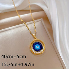 Stainless Steel Round Eyes Pendant Necklace For Women Girl
