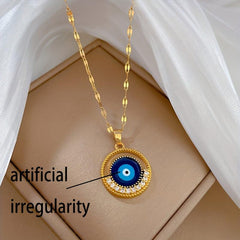 Stainless Steel Round Eyes Pendant Necklace For Women Girl