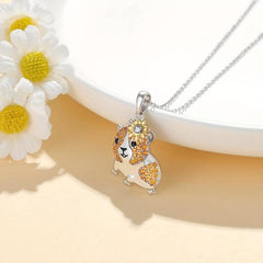 Sun Flower Guinea Pig Pendant Necklace Animal Jewelry For Women Girls
