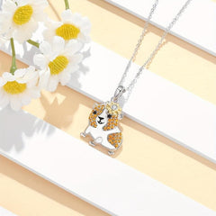 Sun Flower Guinea Pig Pendant Necklace Animal Jewelry For Women Girls