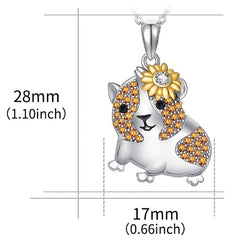 Sun Flower Guinea Pig Pendant Necklace Animal Jewelry For Women Girls