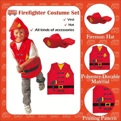 Kids Firefighter Costume Toddler Fireman Dress Up Fire Pretend Chief Outfit