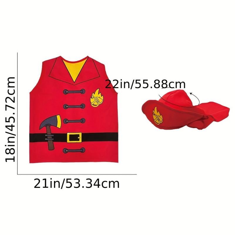 Kids Firefighter Costume Toddler Fireman Dress Up Fire Pretend Chief Outfit