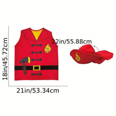 Kids Firefighter Costume Toddler Fireman Dress Up Fire Pretend Chief Outfit
