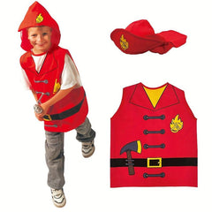 Kids Firefighter Costume Toddler Fireman Dress Up Fire Pretend Chief Outfit