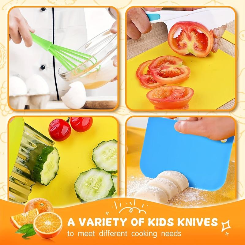 17PCS Kids Cooking Sets Real Cooking Montessori Kitchen Tools Safe Knives