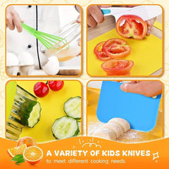 17PCS Kids Cooking Sets Real Cooking Montessori Kitchen Tools Safe Knives