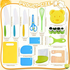 17PCS Kids Cooking Sets Real Cooking Montessori Kitchen Tools Safe Knives