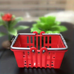Kids Red Plastic Shopping Basket Toy for Sand Table Play House Fun