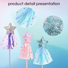 3pcs Glitter Star Fairy Wand for Girls Kids Birthday Wedding Party