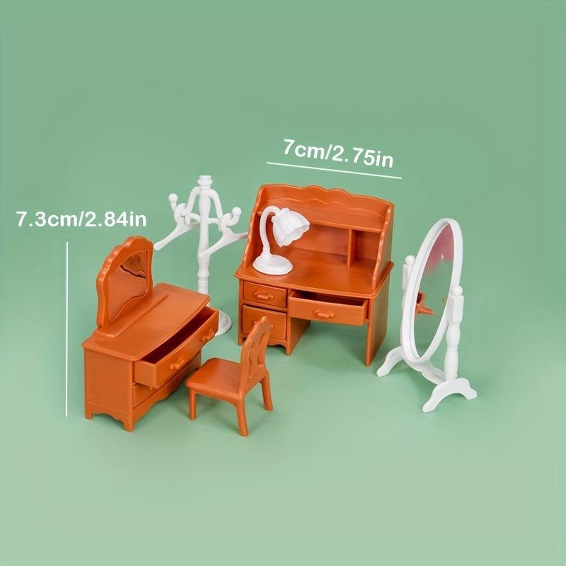 8 Piece Mini Dresser Toy Set for Dollhouse Bedroom Play