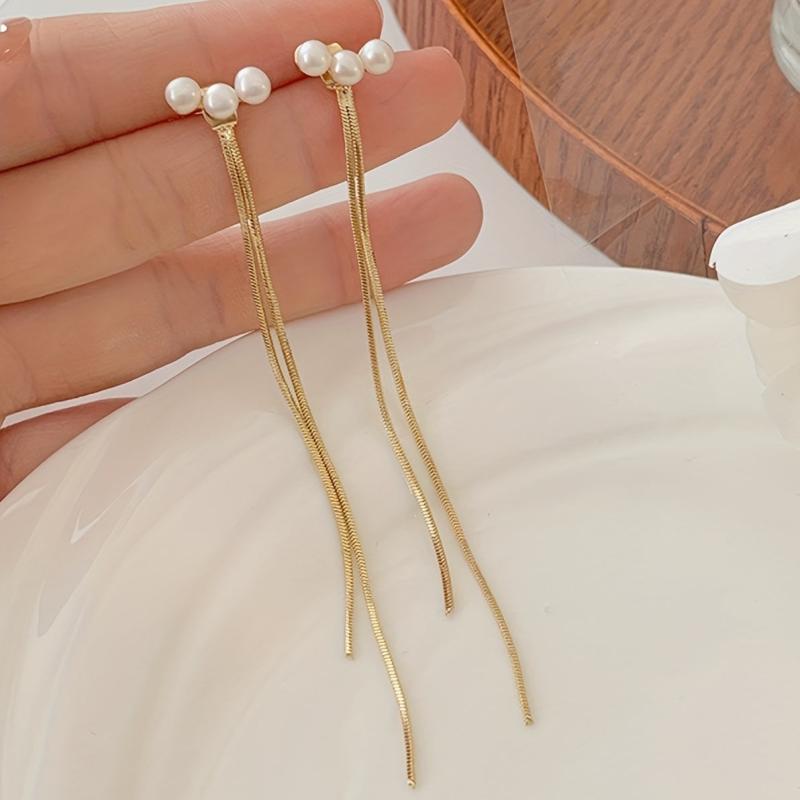 Long Tassel Earrings Ladies - 2 Pieces Jewelry Accessories