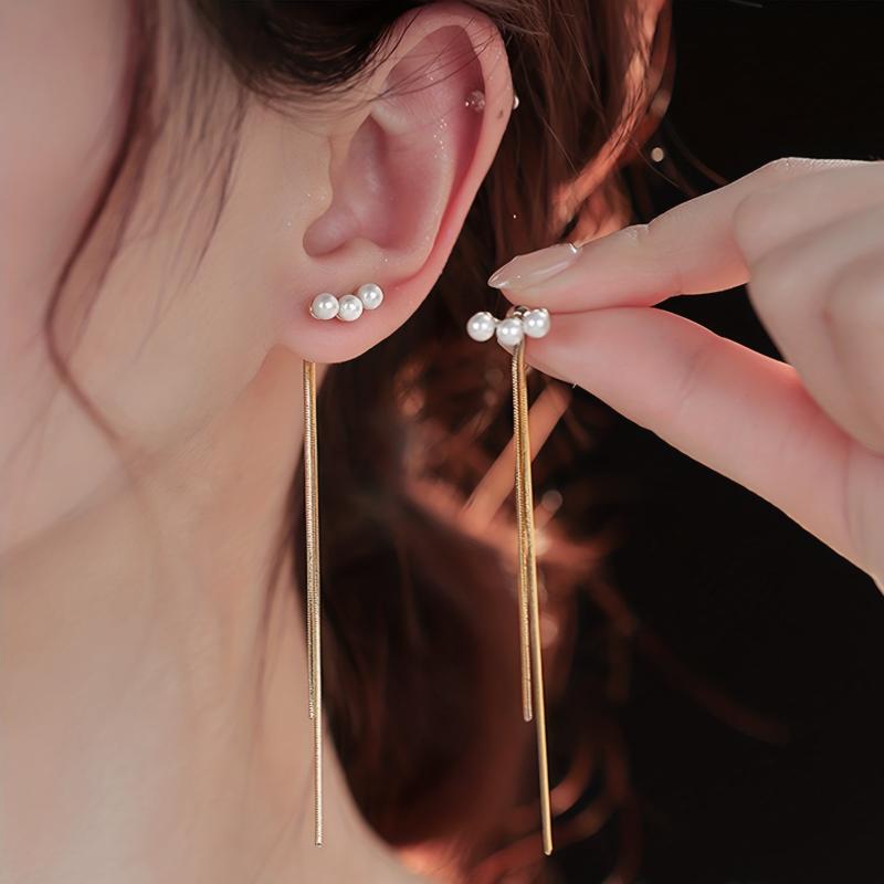 Long Tassel Earrings Ladies - 2 Pieces Jewelry Accessories