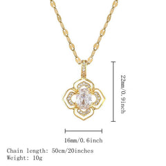 Geometric Flowers Diamonds Pendant Chain Women's Rhinestone Necklace