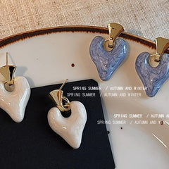 French Retro Drop Heart Earrings And Sweet Temperament Jewelry