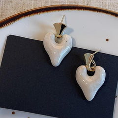 French Retro Drop Heart Earrings And Sweet Temperament Jewelry