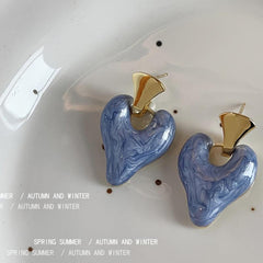 French Retro Drop Heart Earrings And Sweet Temperament Jewelry