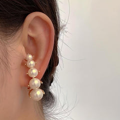 Retro Vertical Pearl Stud Earrings for Boys Girls