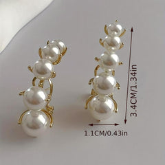 Retro Vertical Pearl Stud Earrings for Boys Girls