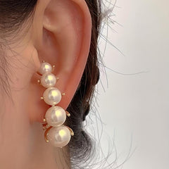 Retro Vertical Pearl Stud Earrings for Boys Girls