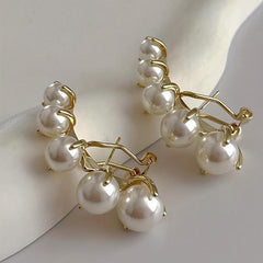 Retro Vertical Pearl Stud Earrings for Boys Girls