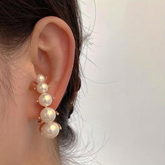 Retro Vertical Pearl Stud Earrings for Boys Girls